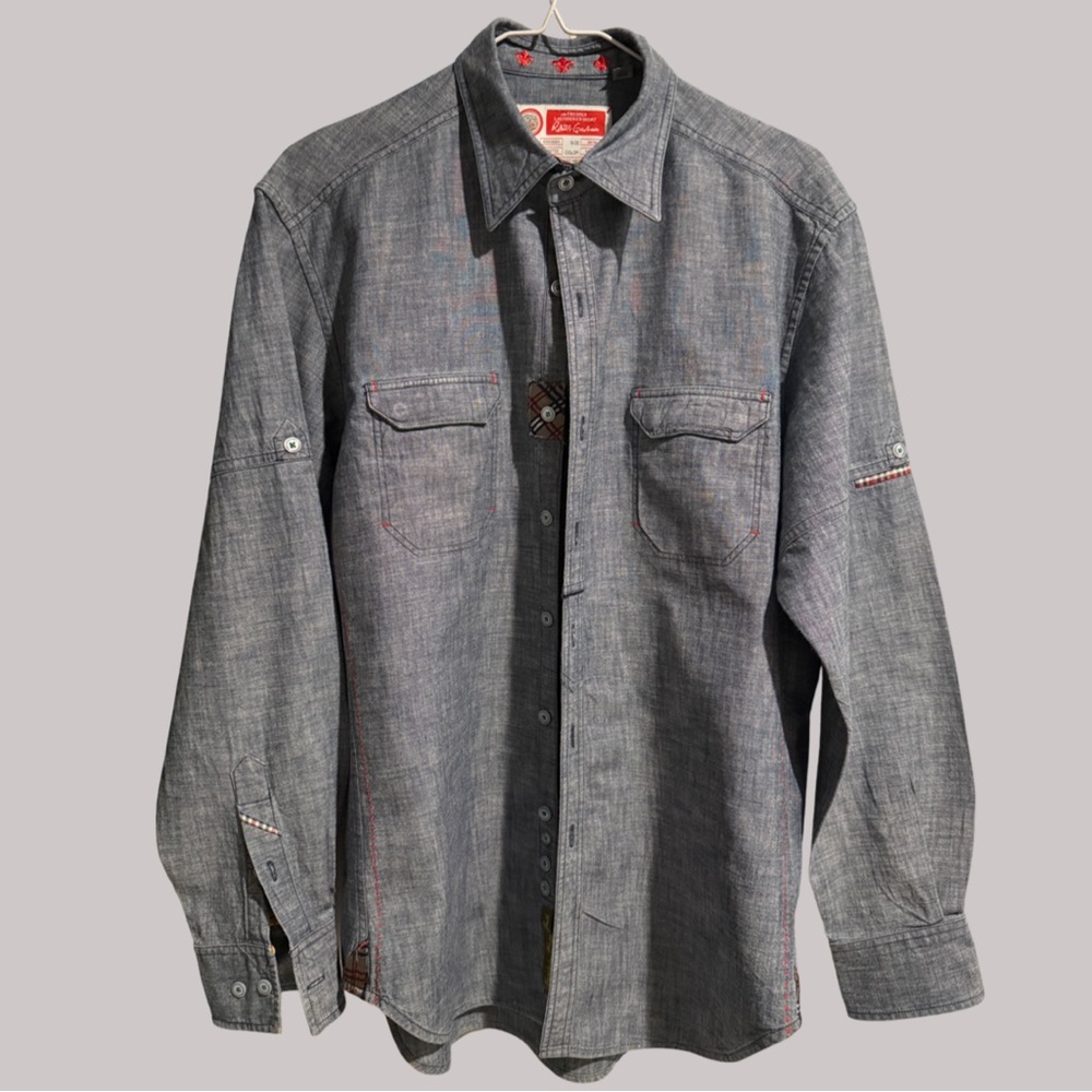 Robert Graham Blue Gray Button Down Shirt Medium
